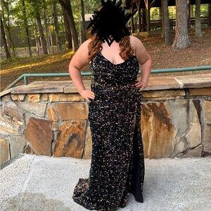 Elegant Black Sequin Evening Gown